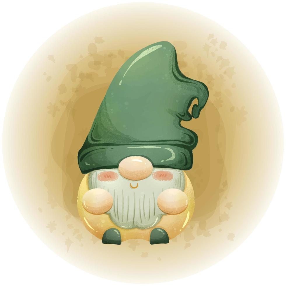 St. Patricks Gnomes Watercolor Clipart Vector Illustration 03