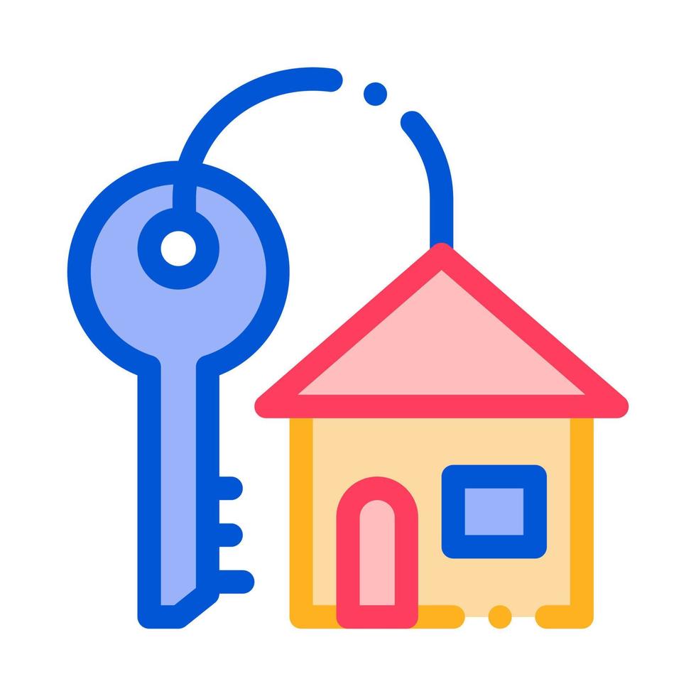 Key With Keyfob In Building Form Vector Sign Icon