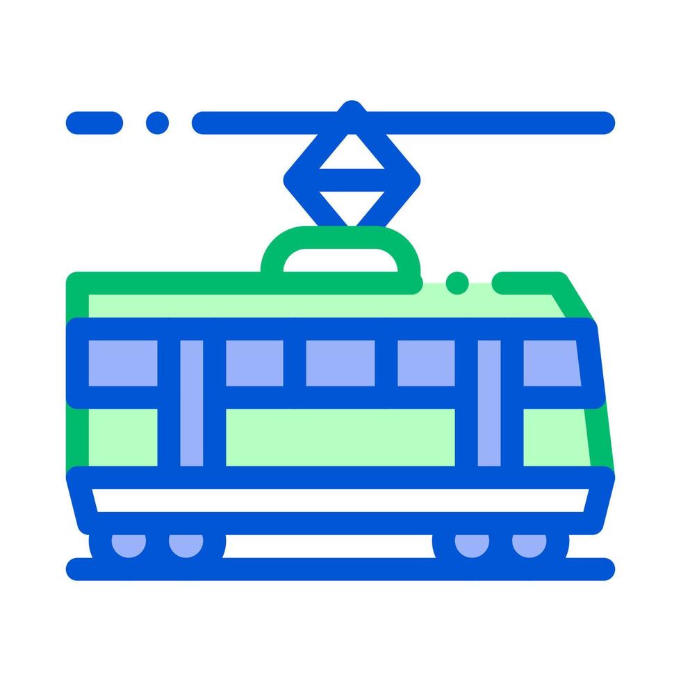 icono de línea delgada de vector de tranvía de transporte público