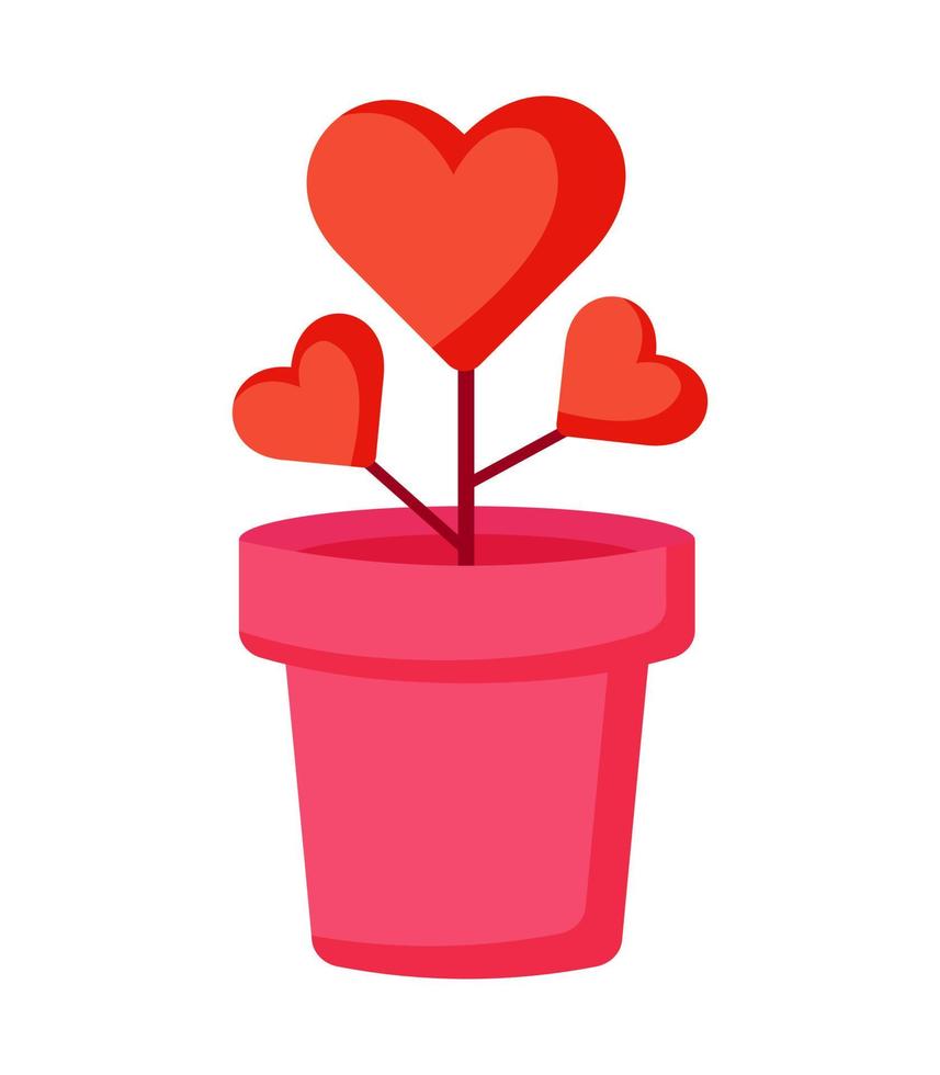 plant in a pot in the shape of a heart vector