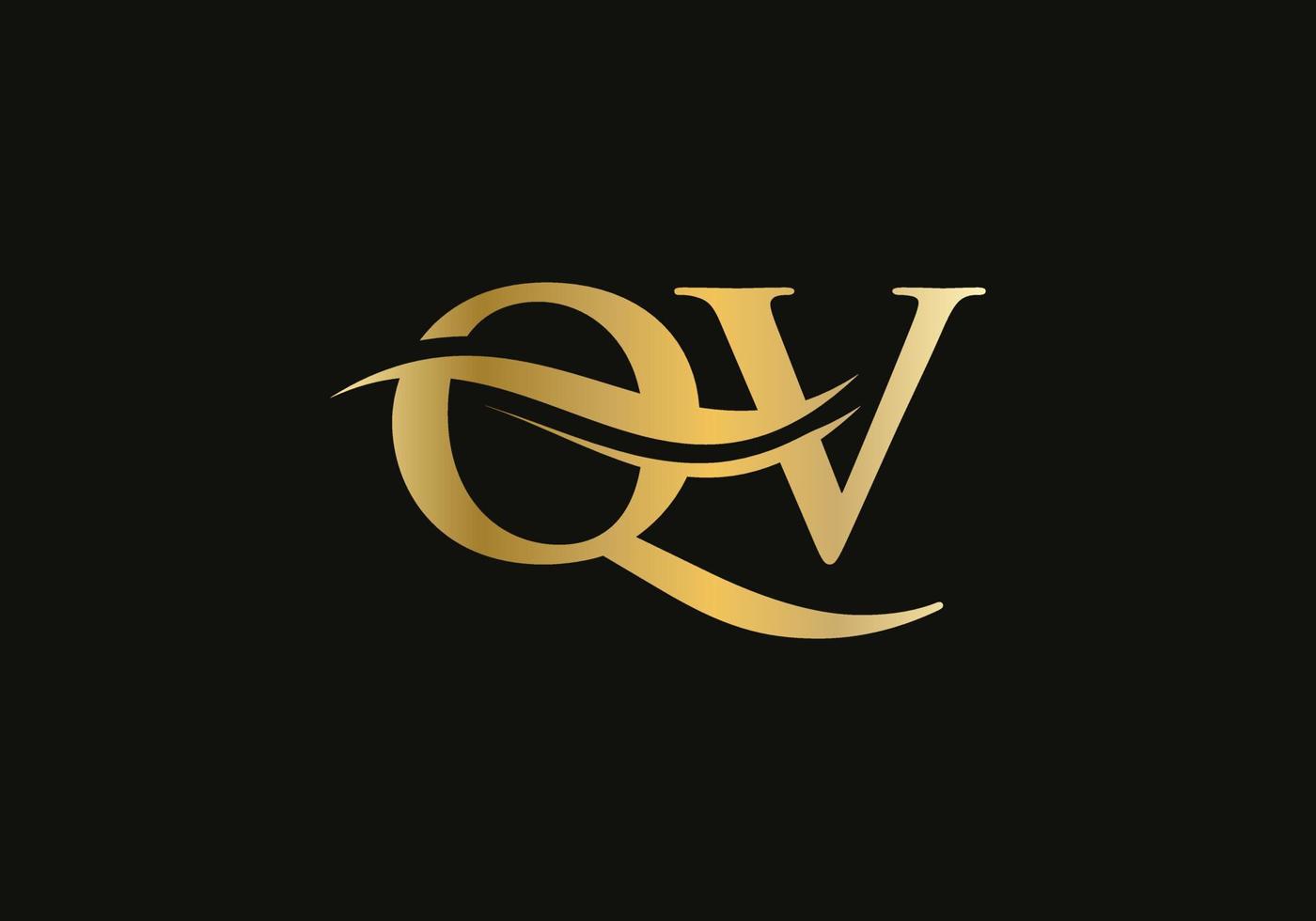 Modern QV logotype for luxury branding. Initial QV letter business logo design vector