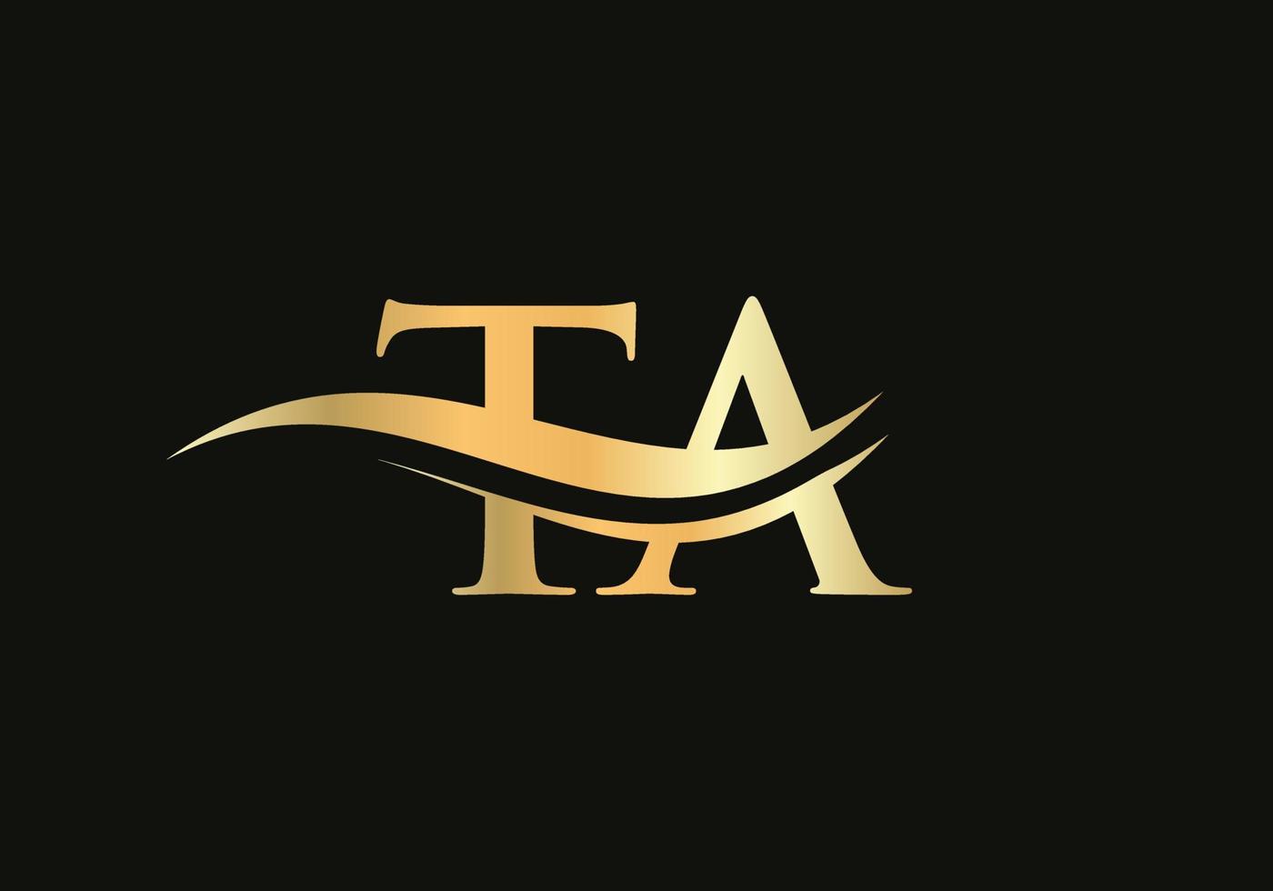 Initial TA letter linked logo vector template. Swoosh letter TA logo design. T A Logo design with modern trendy