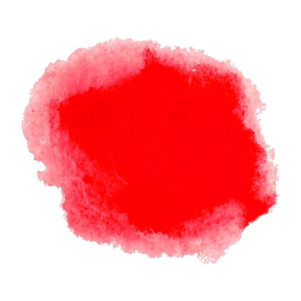 Abstract liquid watercolor stain in red color isolated on white background. Hand drawn vector illustration.