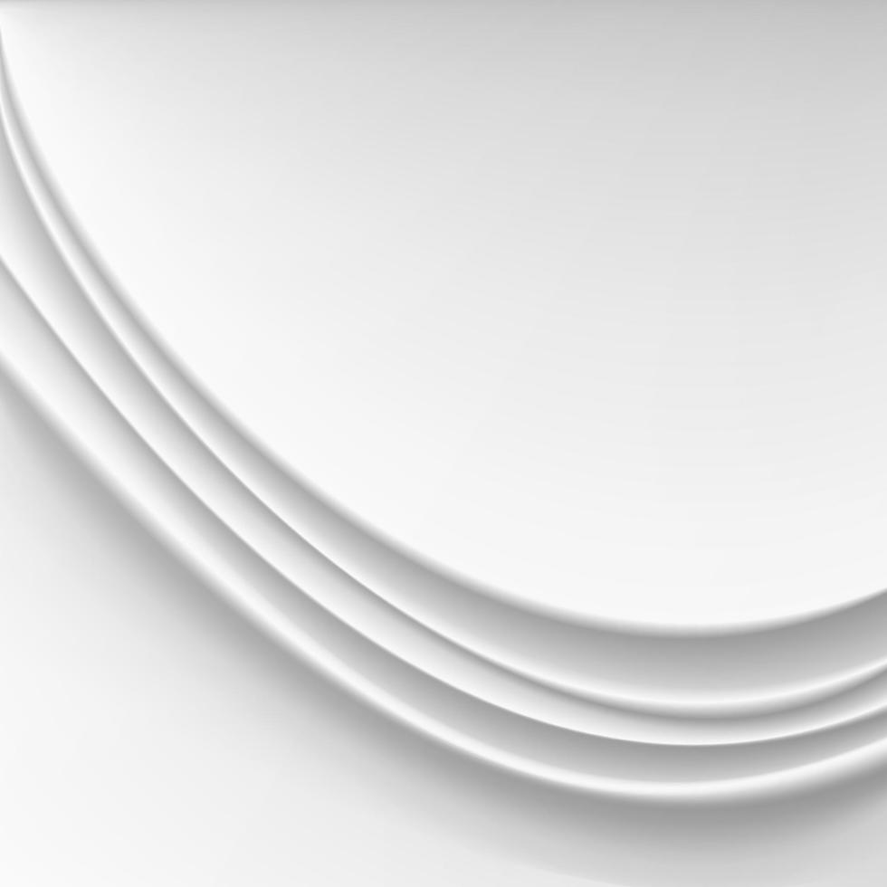 Wavy Silk Abstract Background Vector. White Or Silver Realistic Drape Texture Illustration vector