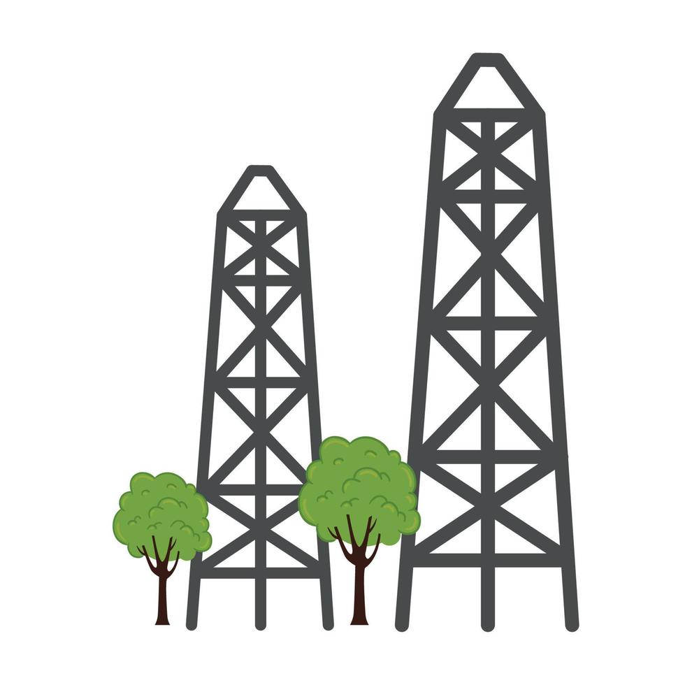 torres eléctricas y diseño de vectores de árboles