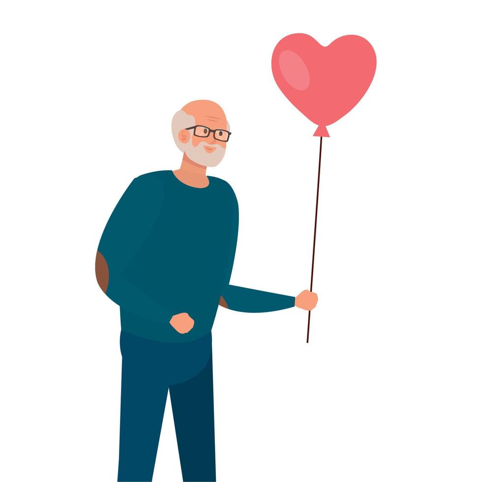 Grandfather avatar with heart balloon vector design