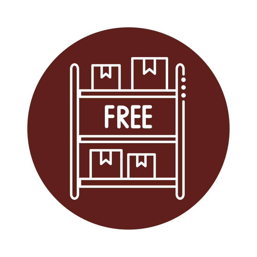 free delivery warehouse and metal shelving with boxes block line style icon vector