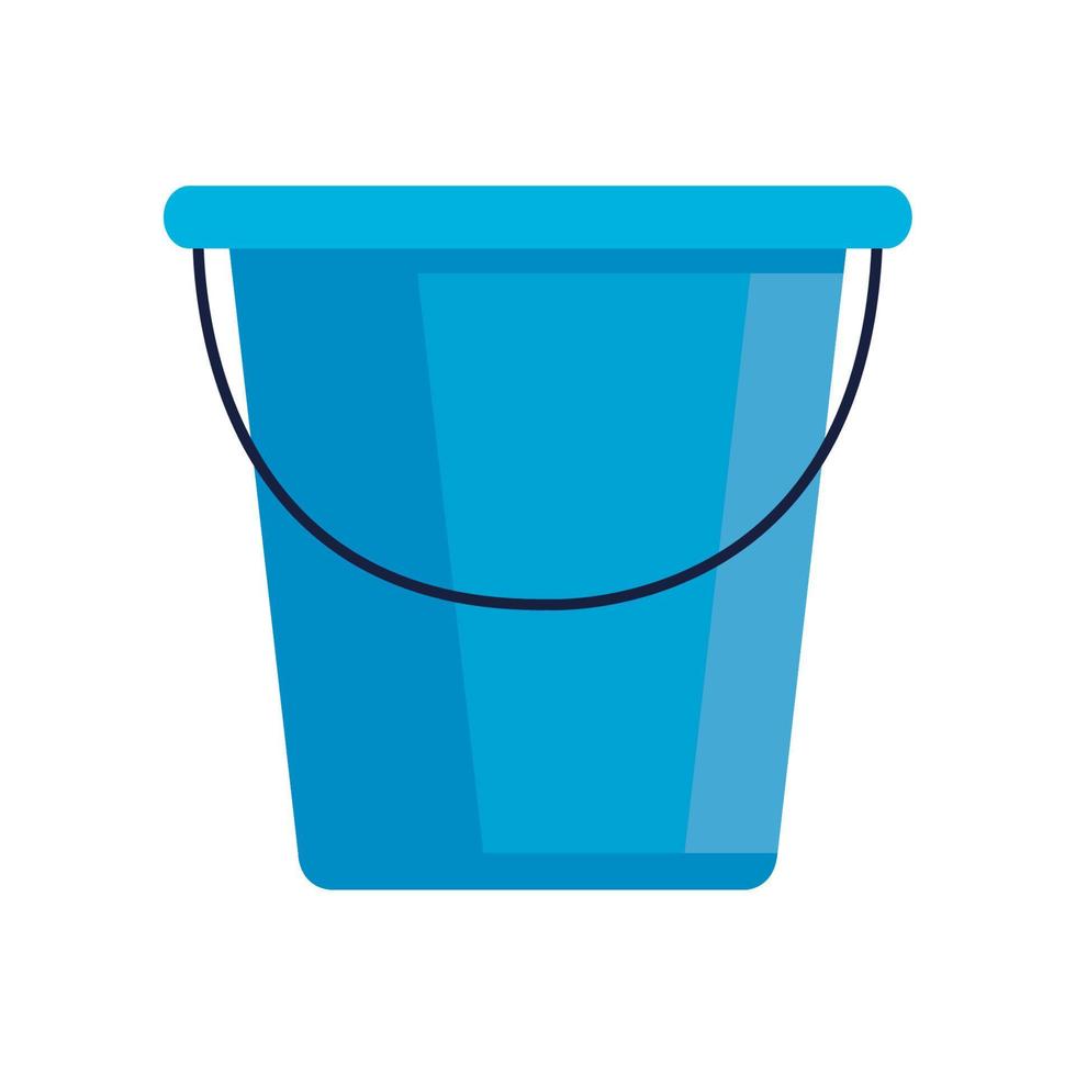 plastic bucket tool blue color, on white background vector
