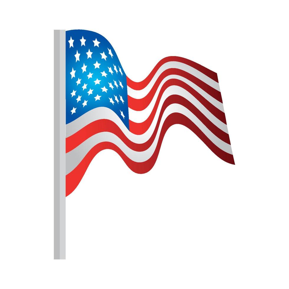 united states flag on white background vector