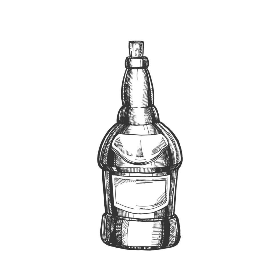 botella de vino en blanco dibujada con vector de tapa de corcho