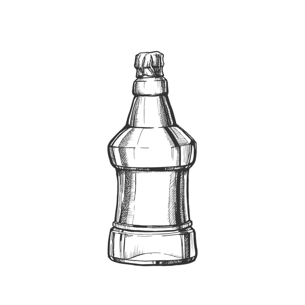 Hand Drawn Blank Embossed Bottle Of Beer Vector