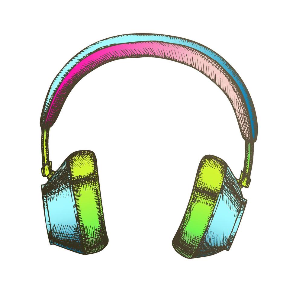 color hipster accesorio auriculares inalámbricos vector de tinta