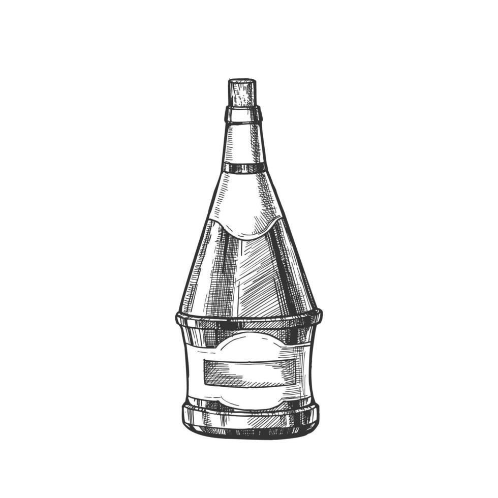 Conical Hand Drawn Blank Bottle Of Wine Vector