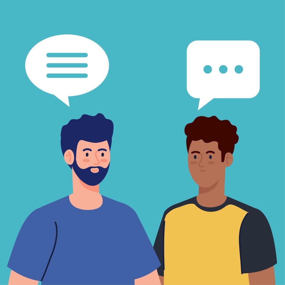 group of young men talking vector