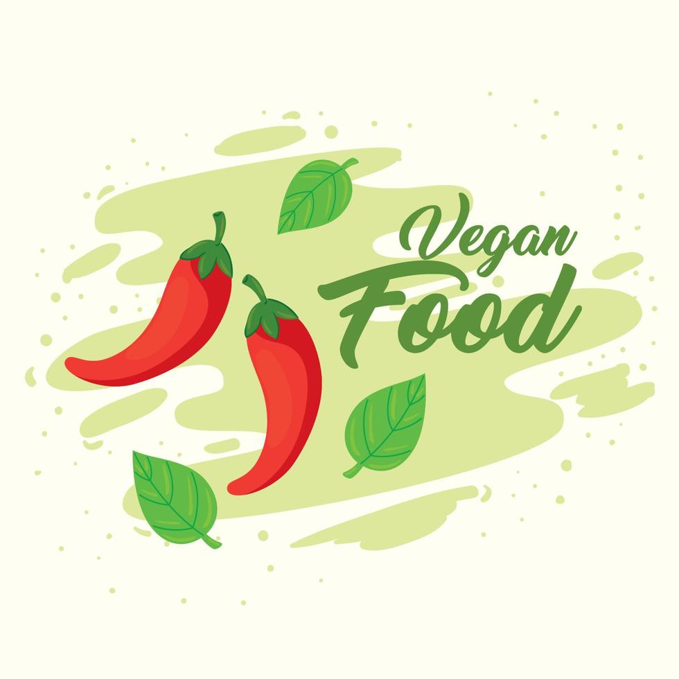 pancarta de comida vegana, con chiles vector
