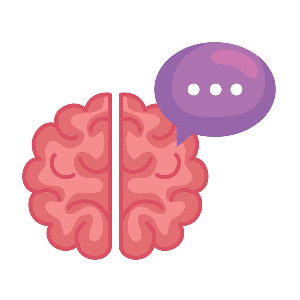 brain human with speech bubble, brain thinking on white background vector