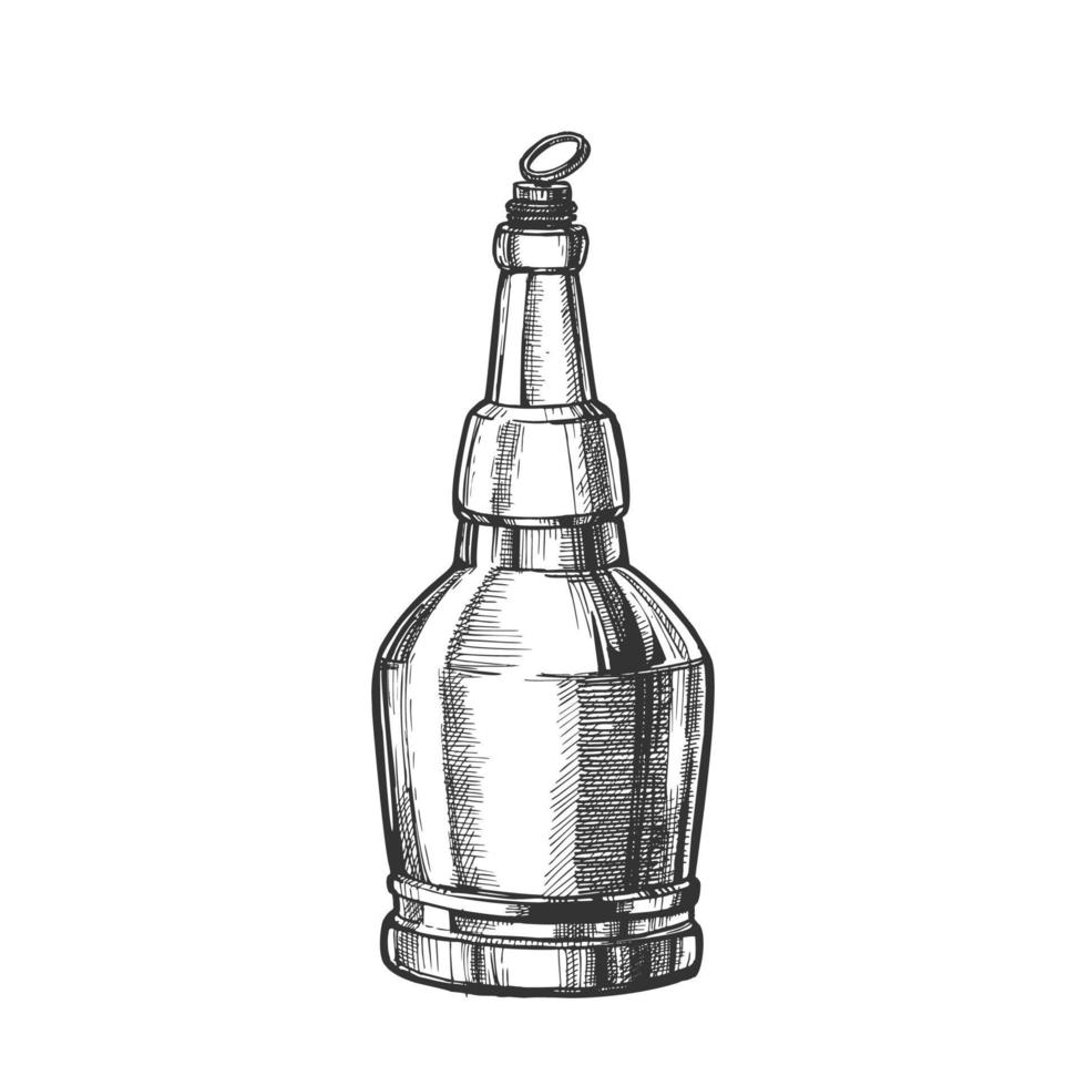 Hand Drawn Screw Cap Closed Bottle Of Beer Vector