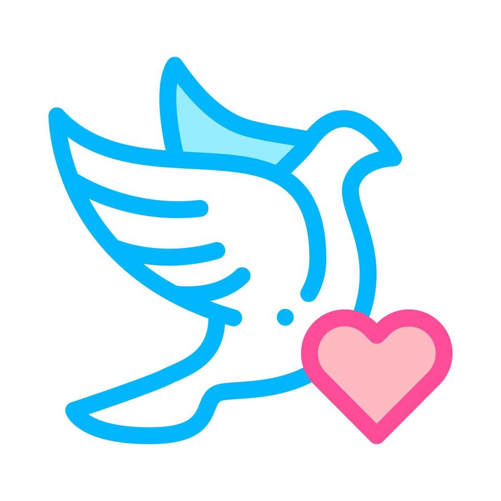 Pigeon And Heart Wedding Thin Line Vector Icon