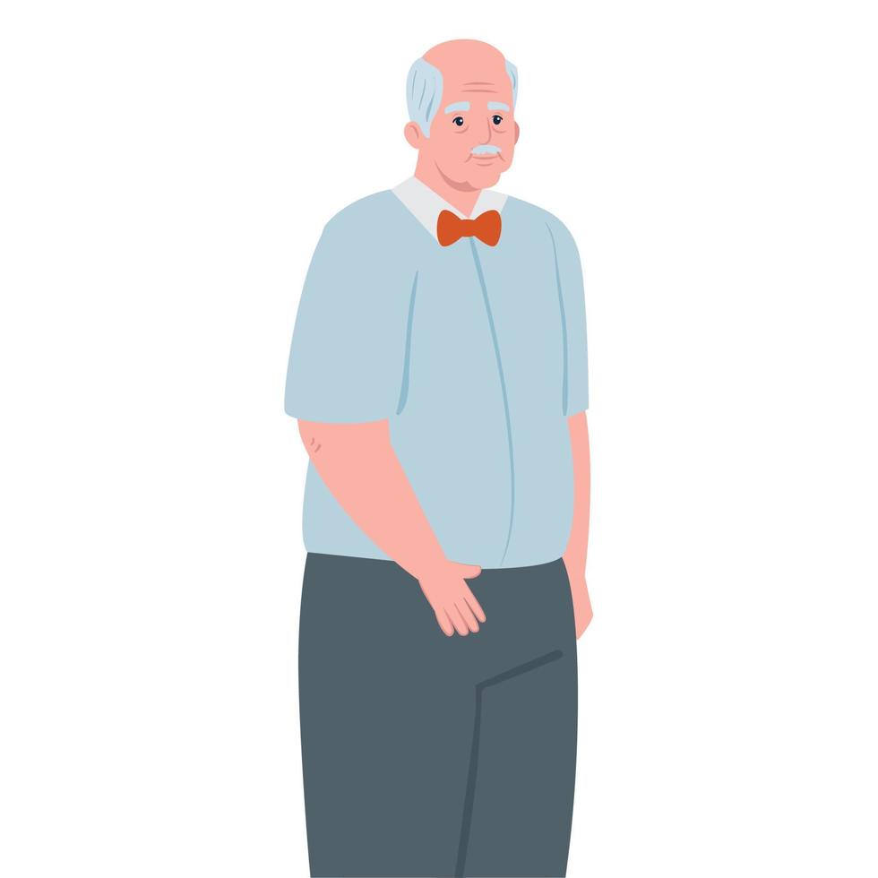 cute old man, grandfather on white background vector