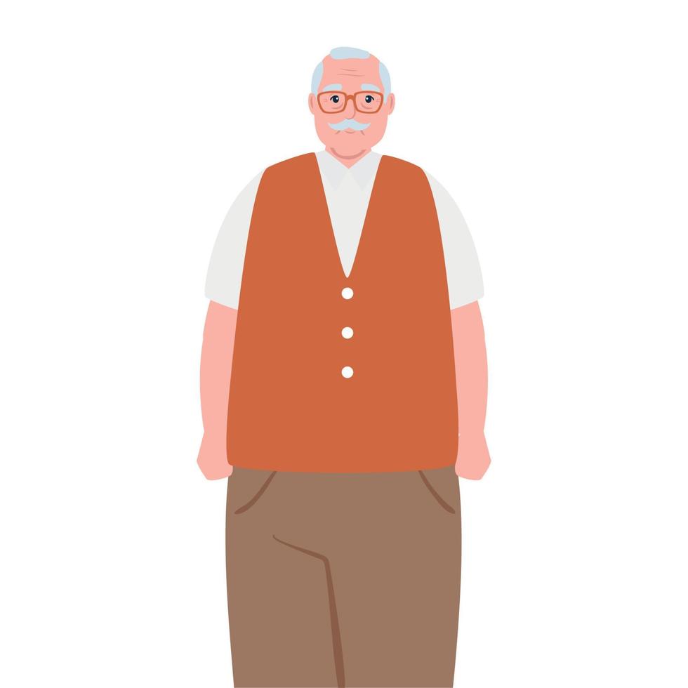 cute old man, grandfather on white background vector