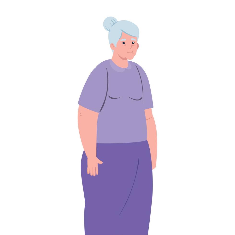 linda anciana, abuela de fondo blanco vector