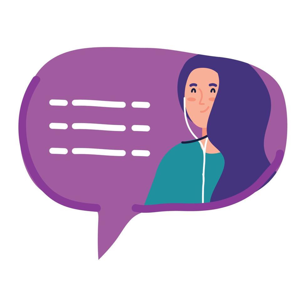 chat bubble, message bubble with woman, internet dialog, communication, conversation, talk vector