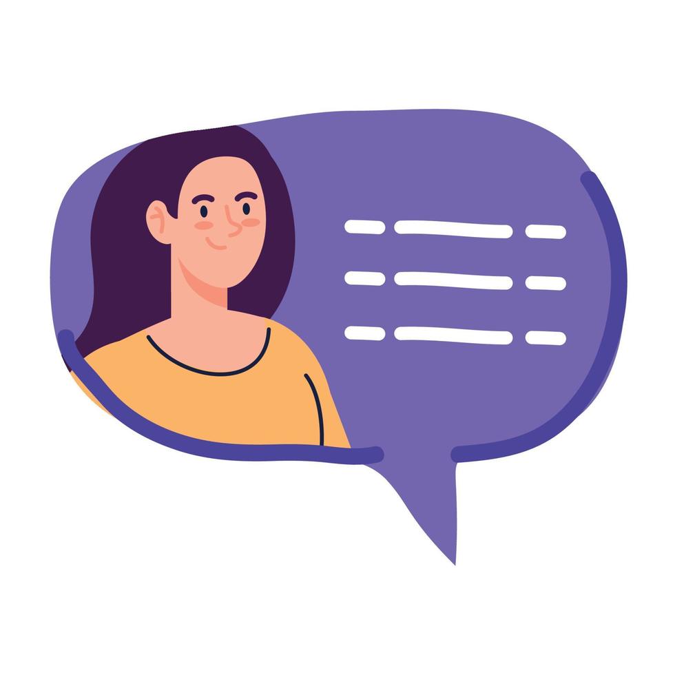 chat bubble, message bubble with woman, internet dialog, communication, conversation, talk vector