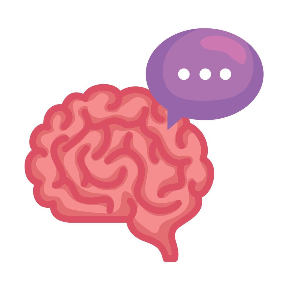 brain human with speech bubble, brain thinking on white background vector