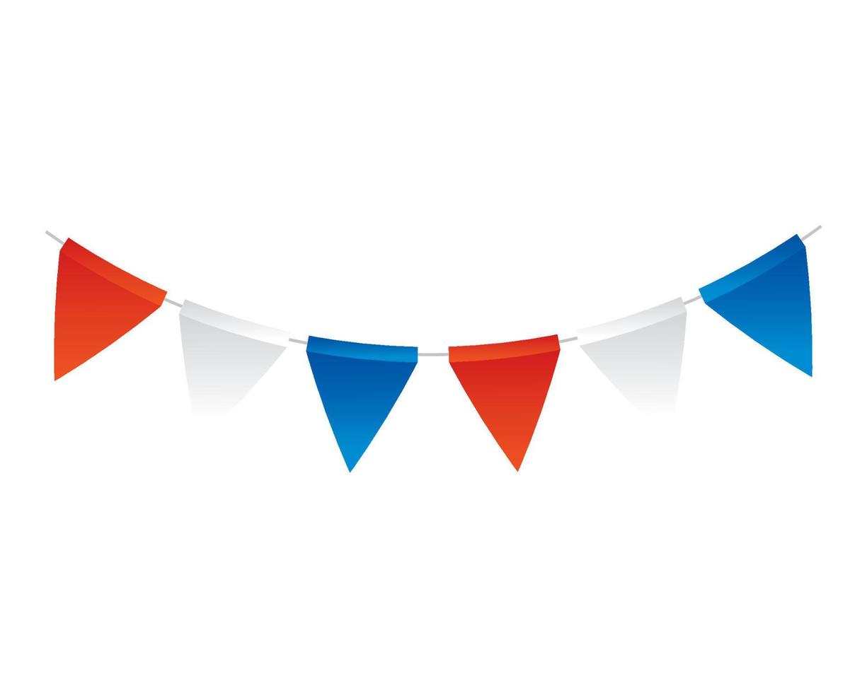 garlands hanging of blue, white and red color vector