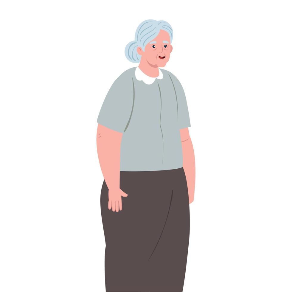linda anciana, abuela de fondo blanco vector