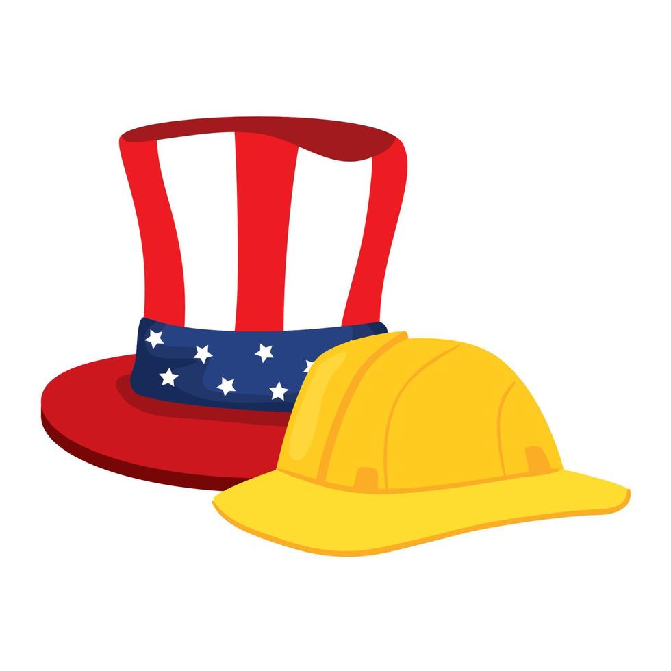 yellow helmet of safety with top hat traditional of usa, on white background vector