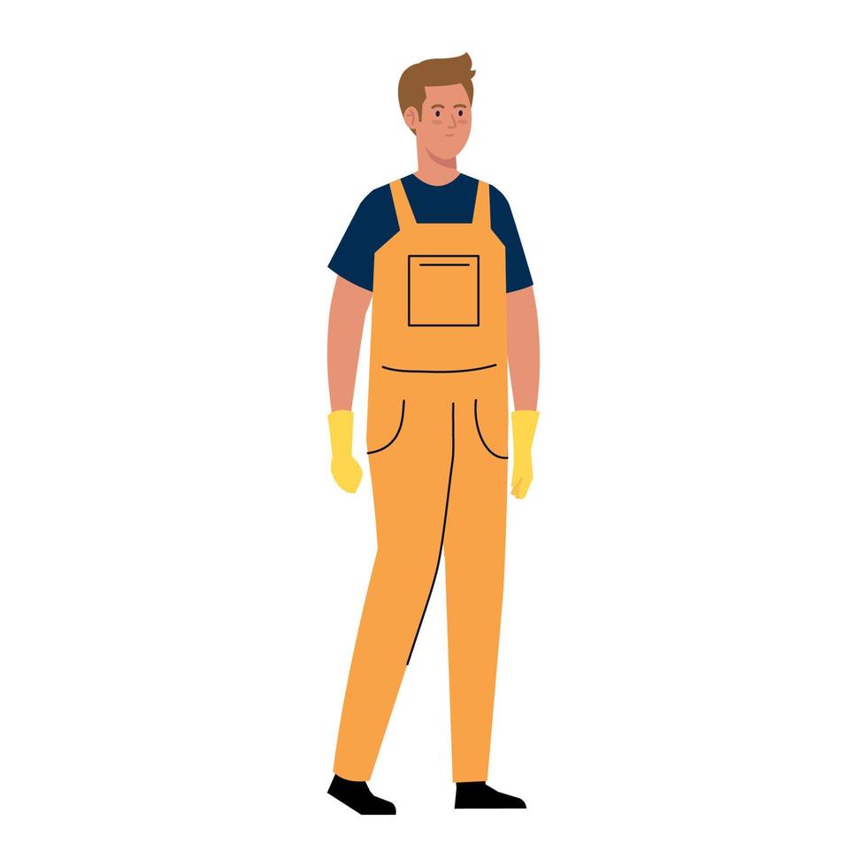 man worker of cleaning service, on white background vector
