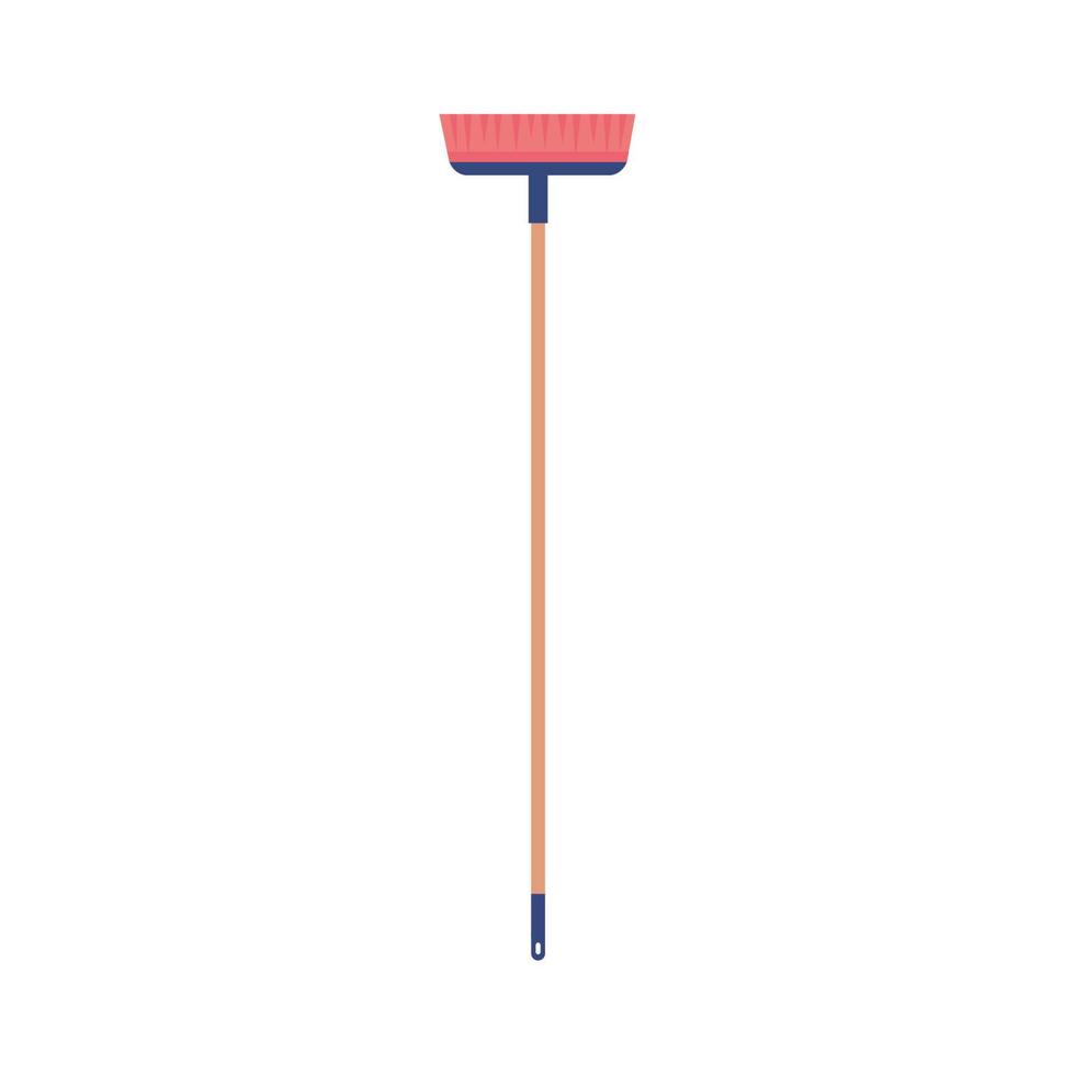 broom long wooden handle tool for cleaning vector