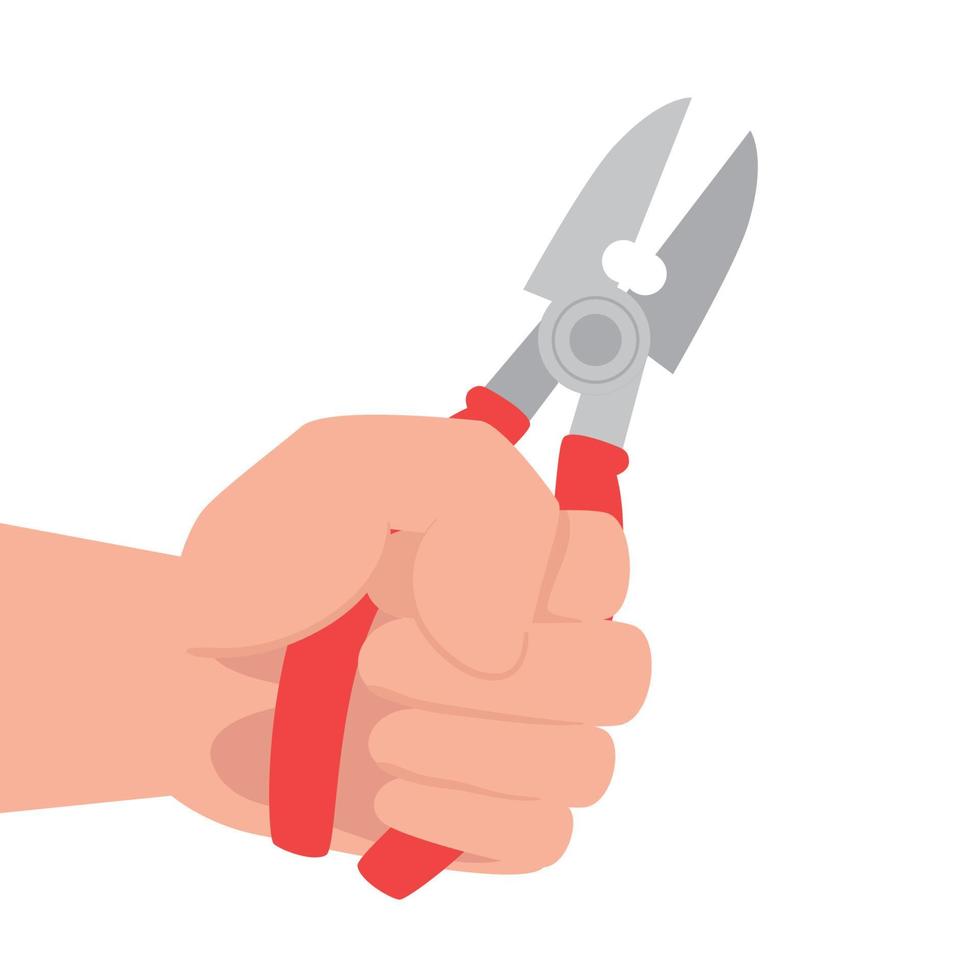 hand with pliers tool construction, on white background vector