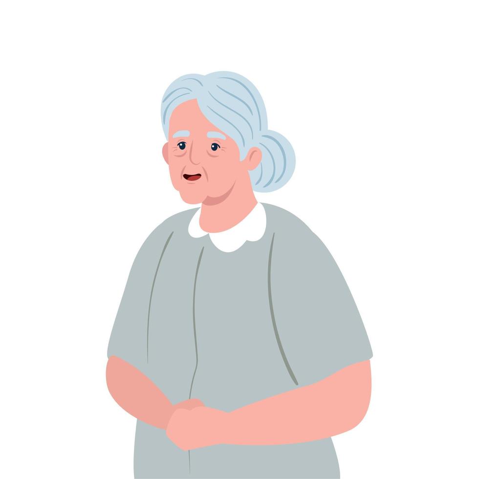 cute old woman, grandmother on white background vector
