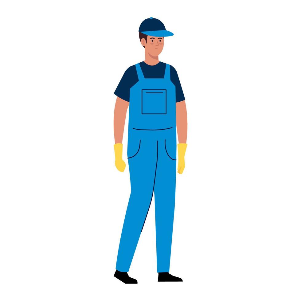 man worker of cleaning service, on white background vector