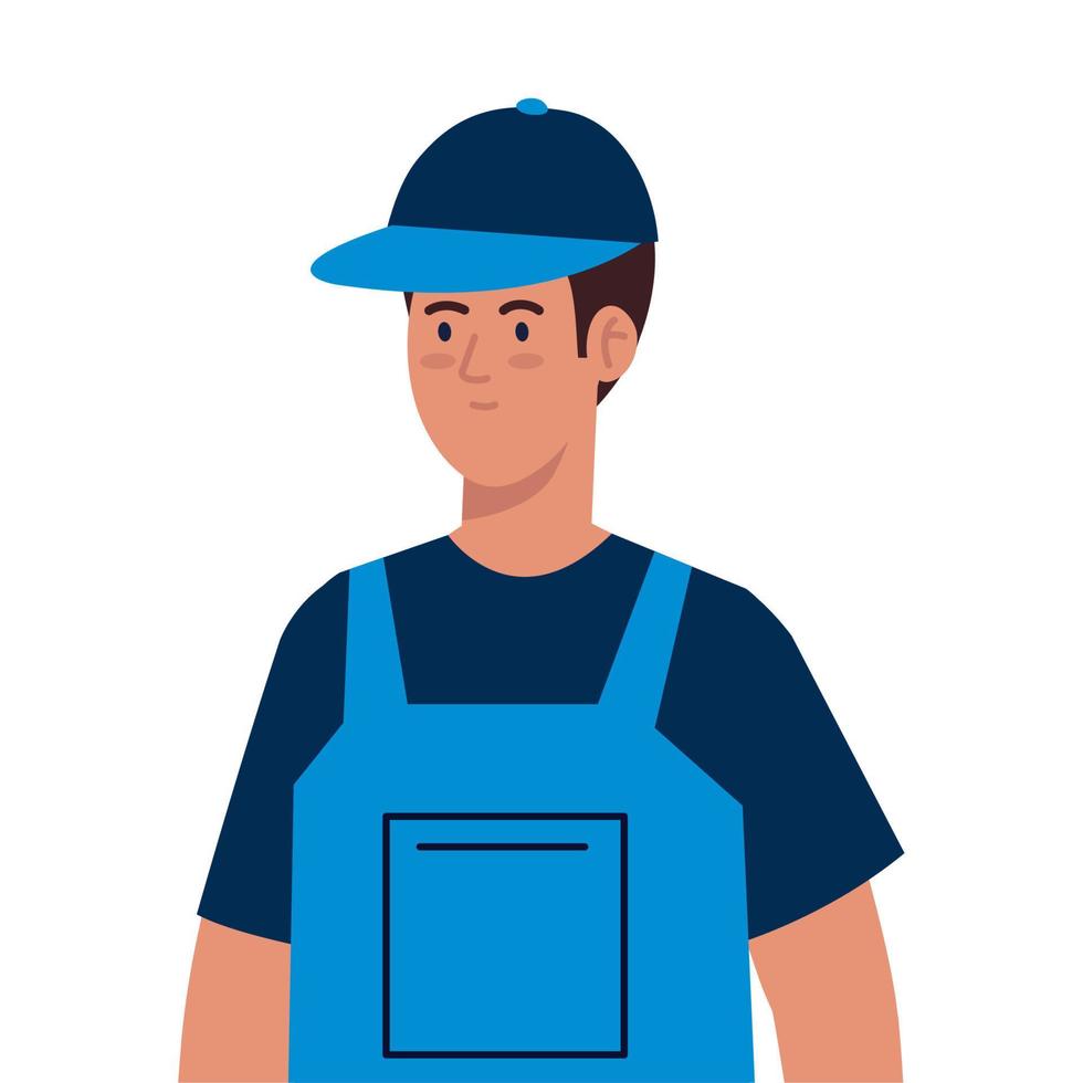 hombre trabajador del servicio de limpieza, sobre fondo blanco vector