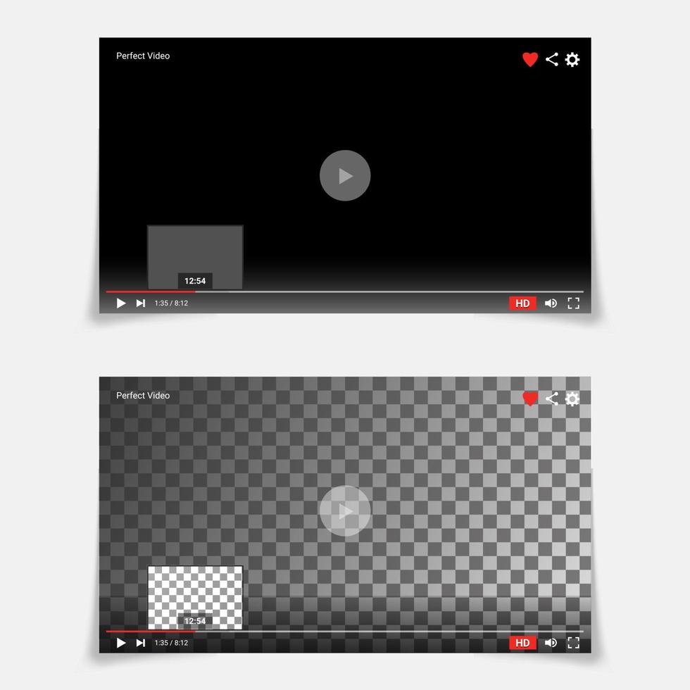 Video Player Interface Template Vector. Modern Flat Video Player vector