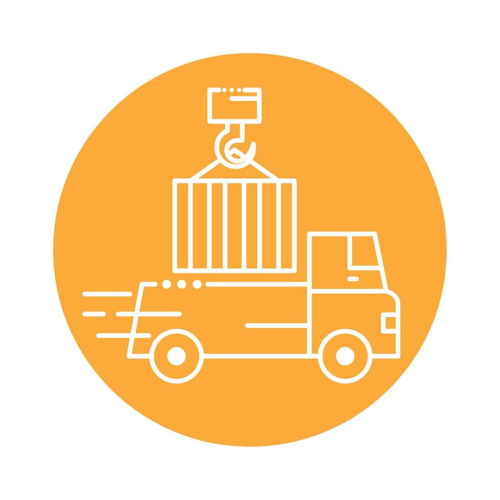 container metal hanging with truck vehicle block line style icon vector