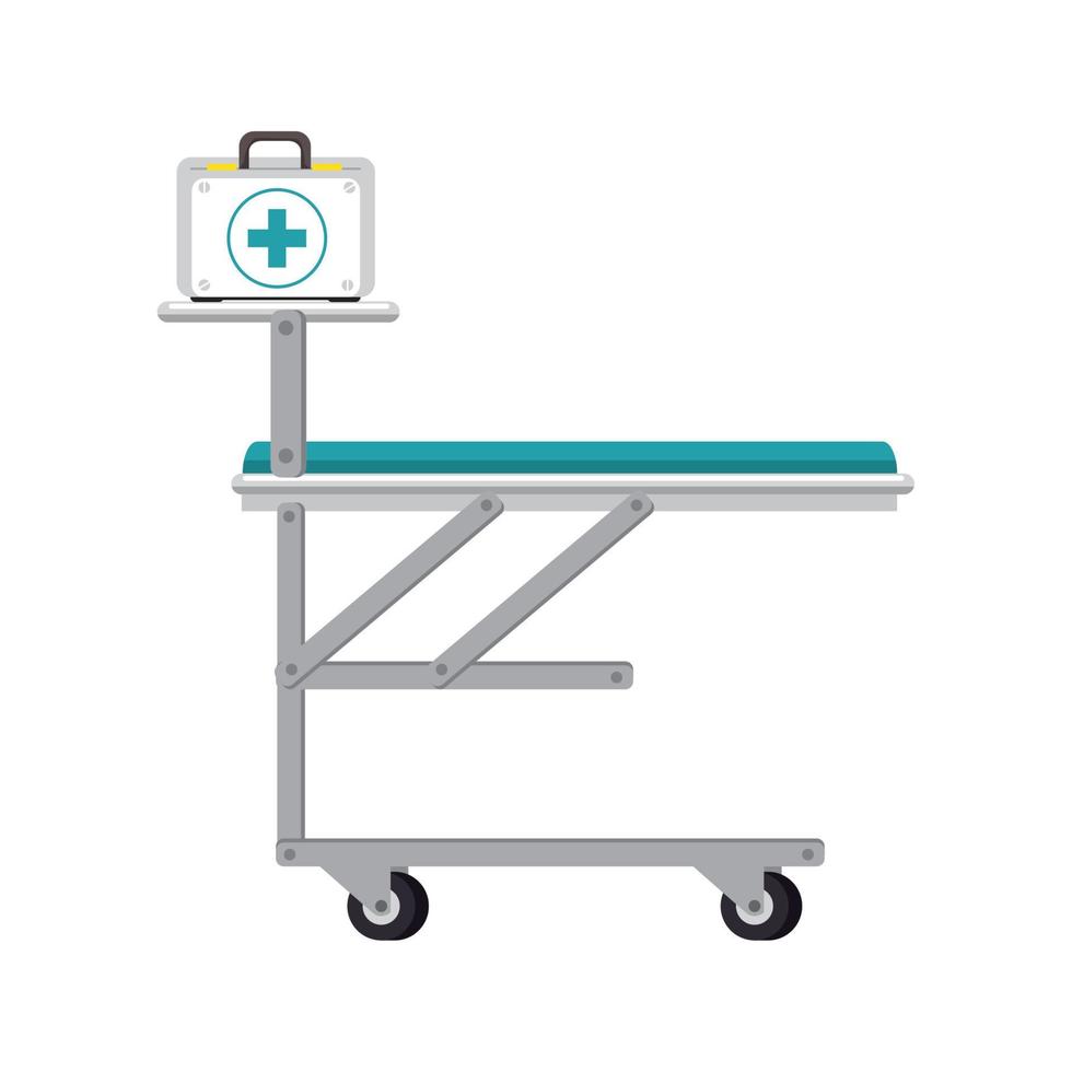 stretcher medical with first aid kit vector