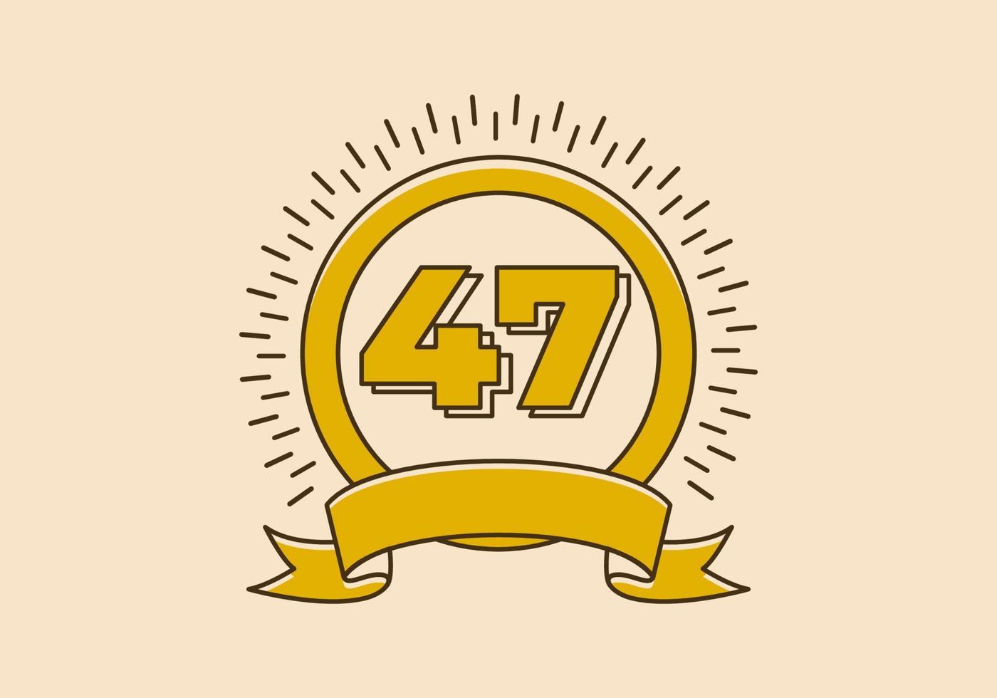 Vintage yellow circle badge with number 47 on it vector