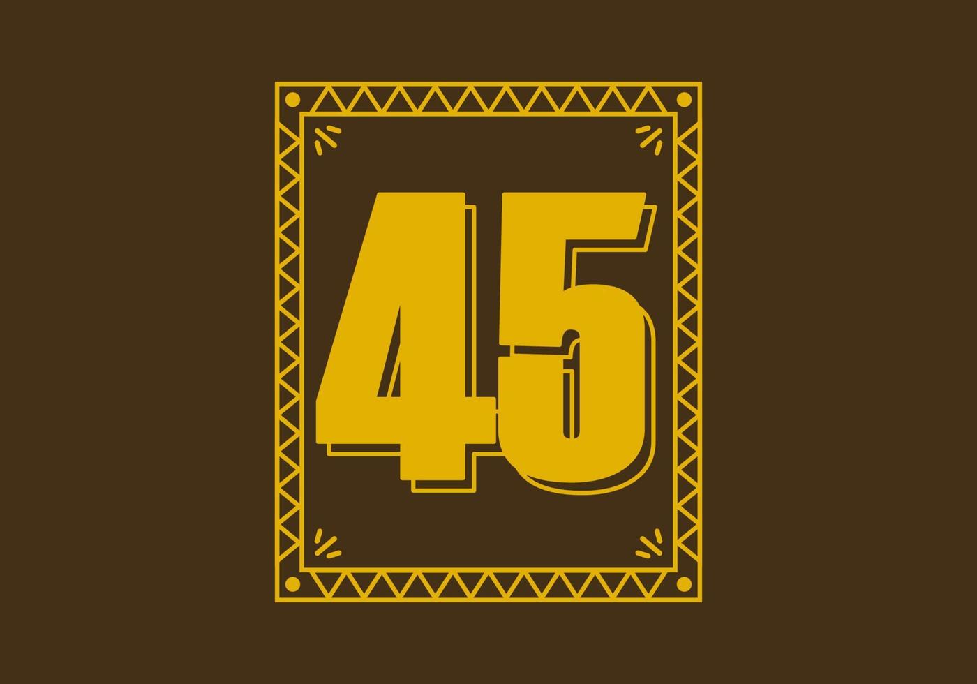 número 45 en marco de rectángulo retro vector