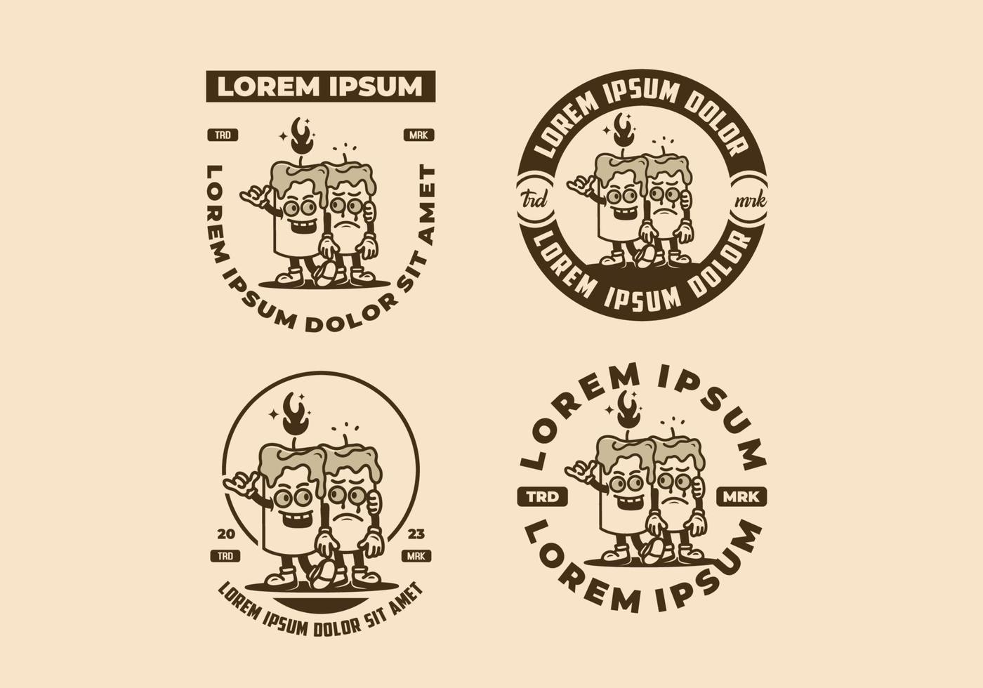 Mascot character badge of two candles standing side by side vector