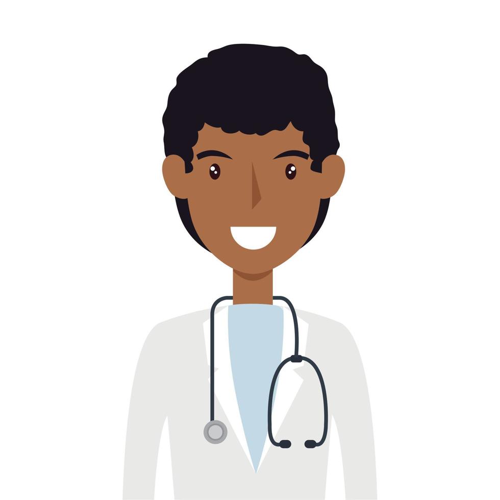 doctor male afro with stethoscope isolated icon vector
