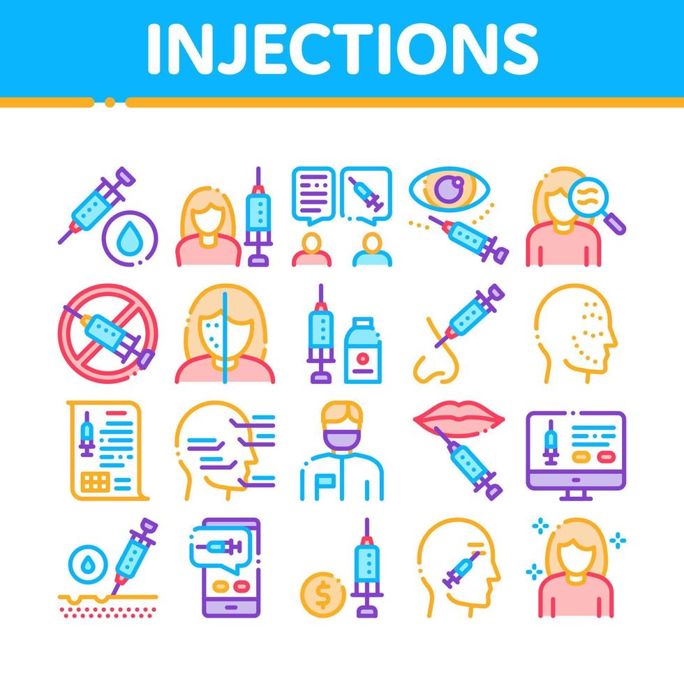 Injections Collection Elements Icons Set Vector