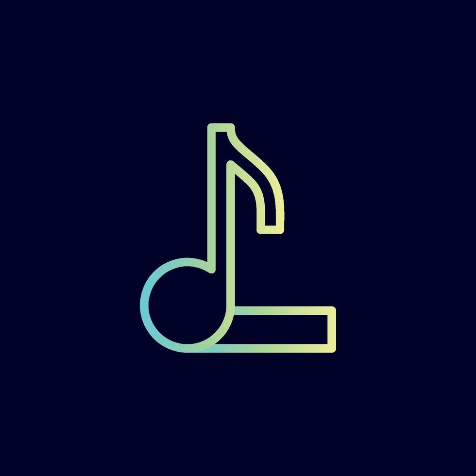 music note logo design brand letter L vector