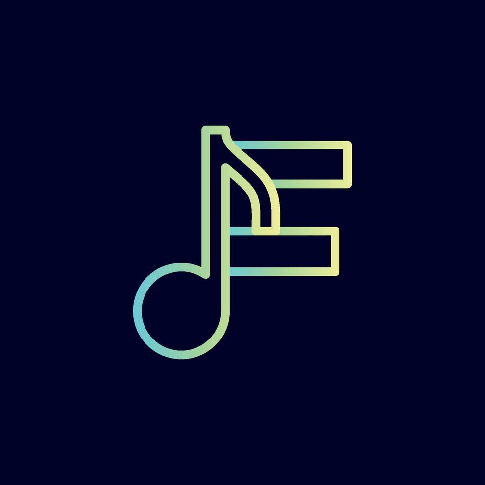 music note logo design brand letter F vector