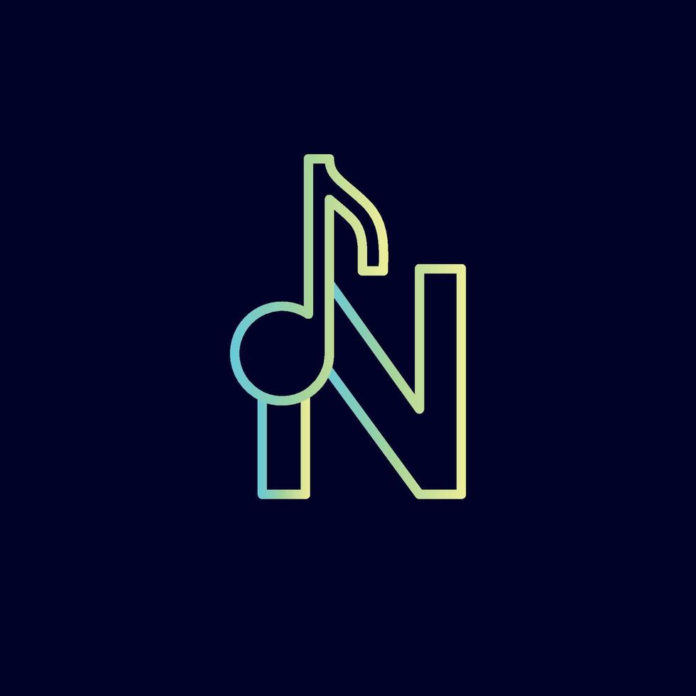 music note logo design brand letter N vector