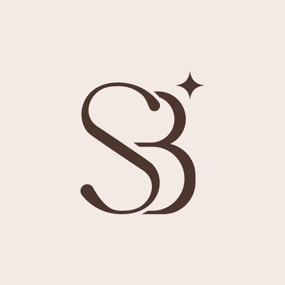 beauty fashion elegant monogram SB or BS vector