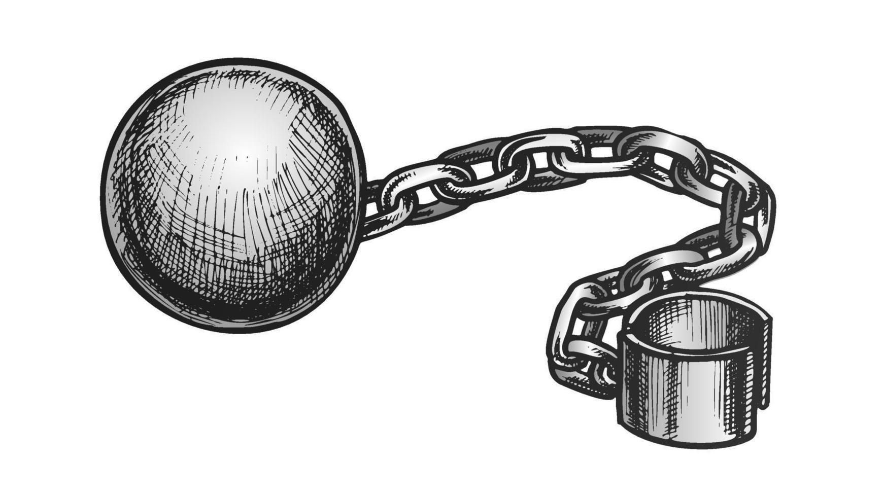 Ball And Chain Prisoner Accessory Retro Vector